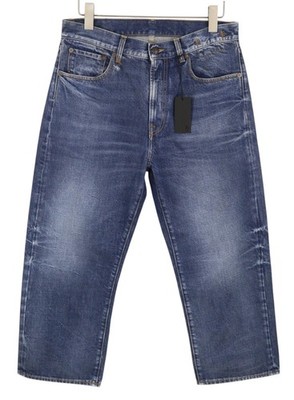 R13 X-BF Women Jeans 27 Bowery Indigo Whiskers Faded Cropped Blue PF26