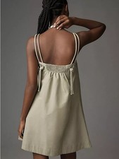 NWT By Anthropologie Rope-Strap Swing Tank Dress in Sage Green Size M