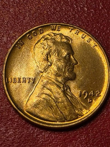 1942-D Blazing Rd  BU Lincoln Cent Penny/ STRONG WHEATIE STRIKE / SUPERB  RED+++