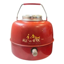 All American Enamel Lined Water Cooler Jug Portable Camping Outdoor Metal Spout