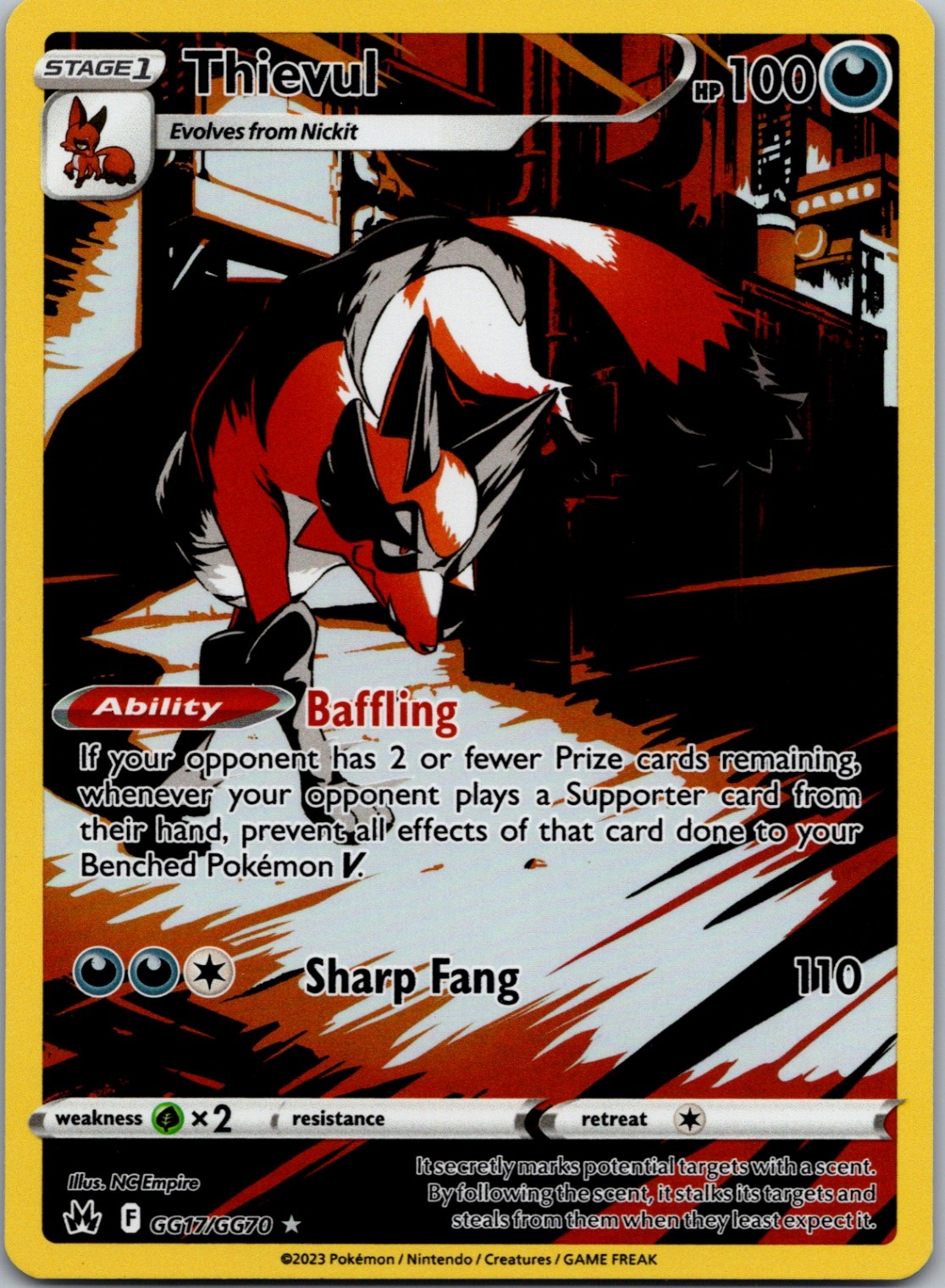 Thievul Ultra Rare Crown Zenith: Galarian Gallery GG17/GG70 NM