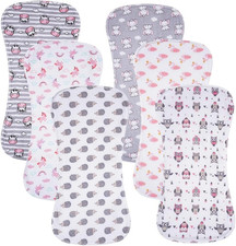 6 Pack Cotton Baby Burp Cloths Extra Absorbent Soft for Baby Boys and Girls Mul