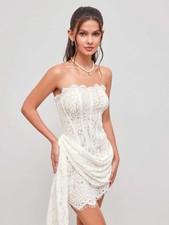 Cider LACE TUBE TIE BACK MINI DRESS Wedding M