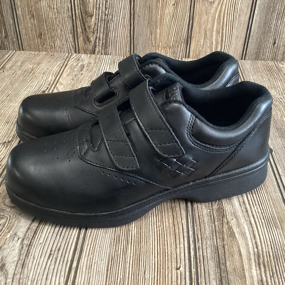 Propet Vista Walker 鞋女式 X 宽 8 2E EE 黑色皮革钩环舒适 — 第 4/4 张图片