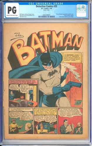 Detective Comics #35 (nur Seite 1) Klassiker Batman Splash Golden Age DC 1940 CGC