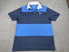 Under Armour Mens Medium Blue Colorblock The Playoff Performance Polo