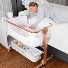 Baby Bassinet, Bedside Sleeper for Baby, Easy Folding Portable Crib with Stor...