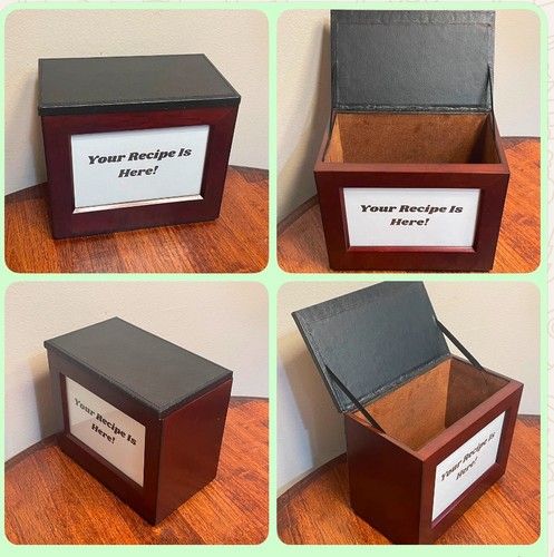 VTG Red Envelope Wood Leather Photo Storage Album Chest Frame Display Recipe Box