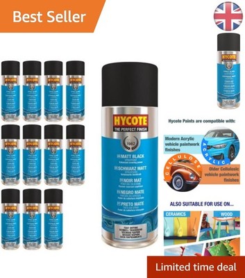 Langlebiger mattschwarzer Sprühlack 400ml, schnelltrocknend 12er Pack für alle Oberflächen