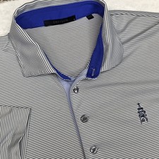 Greyson Shirt Mens Large Gray Short Sleeve Golf Polo Large Striped W. Logo