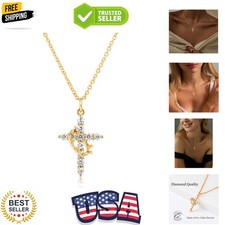 Gold Plated Cross Necklaces for Women, Dainty Gold Plated Cross Choker Neckla...