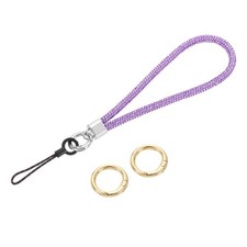 Bling Wristlet Lanyard, 5.3" Rhinestone Keychain Strap, Purple