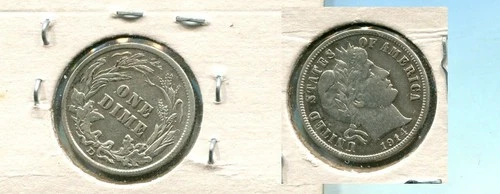 1914 D BARBER SILVER DIME TYPE COIN AU CL 5248T