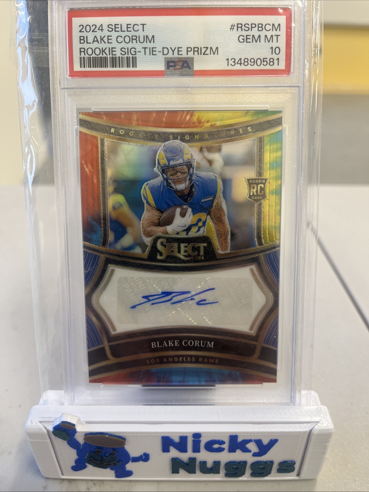 Blake Corum Panini Select Rookie Signatures #RSPBCM Tie-Dye Prizm