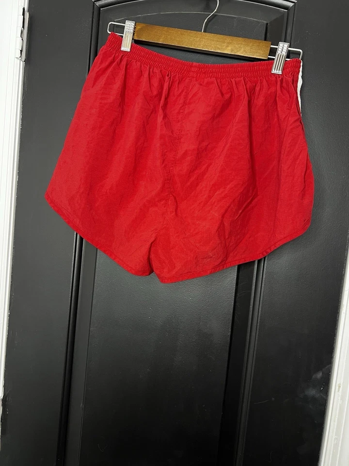 Pantalones Cortos Adidas Para Hombre Vintage Rayas Rojas Nylon Talla M, Años 90/Era Y2k Foto 3 de 4