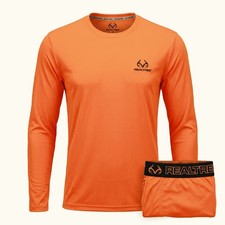 Realtree Performance Base Layer 2pc Shirt Long Johns Set Medium Blaze Orange