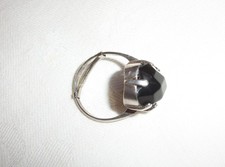 Vintage Whitby Jet and Silver Ring