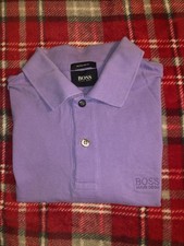 Hugo Boss Mens Polo Shirt Small Purple Embroidered Logo Cotton Regular Fit
