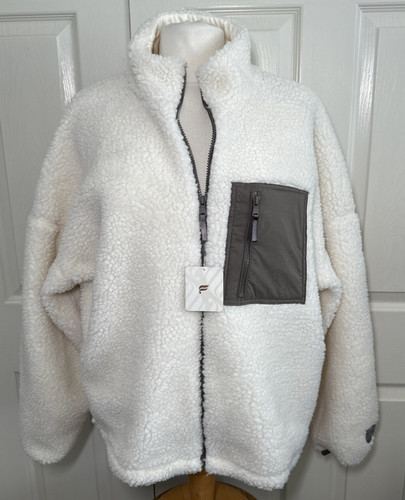 NWT Fabletics Rylan Sherpa Full Zip Ivory Jacket Sz XL Winter Athleisure