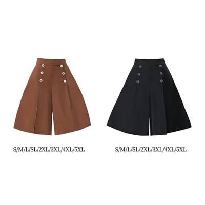 Cropped Culottes Women Knee Length Pants Girls Elegant Lightweight