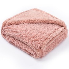 Pink Fluffy Waterproof Caling Blanket for Big Dogs Fuzzy Long Faux Fur Pet Bl...