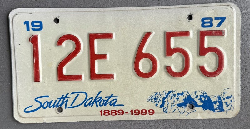 Vintage 87 SD License Plate South Dakota Lic Centennial 1889 1989 New?