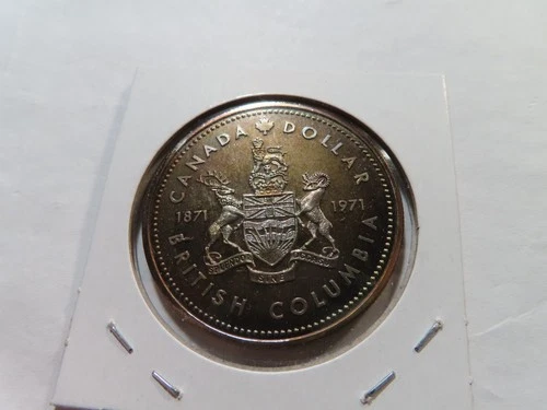 B12 Canada 1971 Silver Dollar British Columbia Commem. PROOF Nice Toning