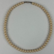 Vintage Japan Faux Imitation Round Pearl Bead 17" Necklace Single Strand Classy