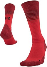 Under Armour Adult Red Crew Polyester Cushion UA Logo Training Socks Sz M 4-8