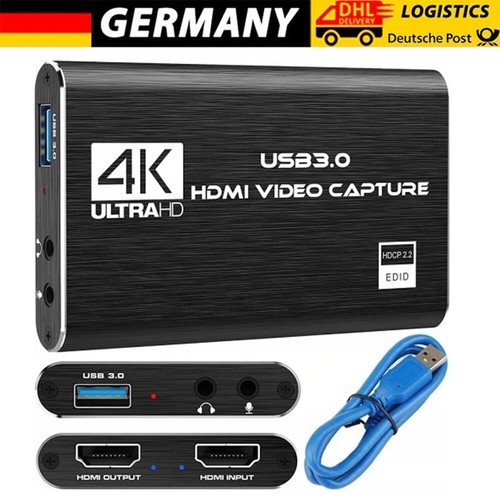 USB 3.0 Game Capture Card 4K Audio Videoaufnahmekarte HDMI Videoaufnahmegerät DE