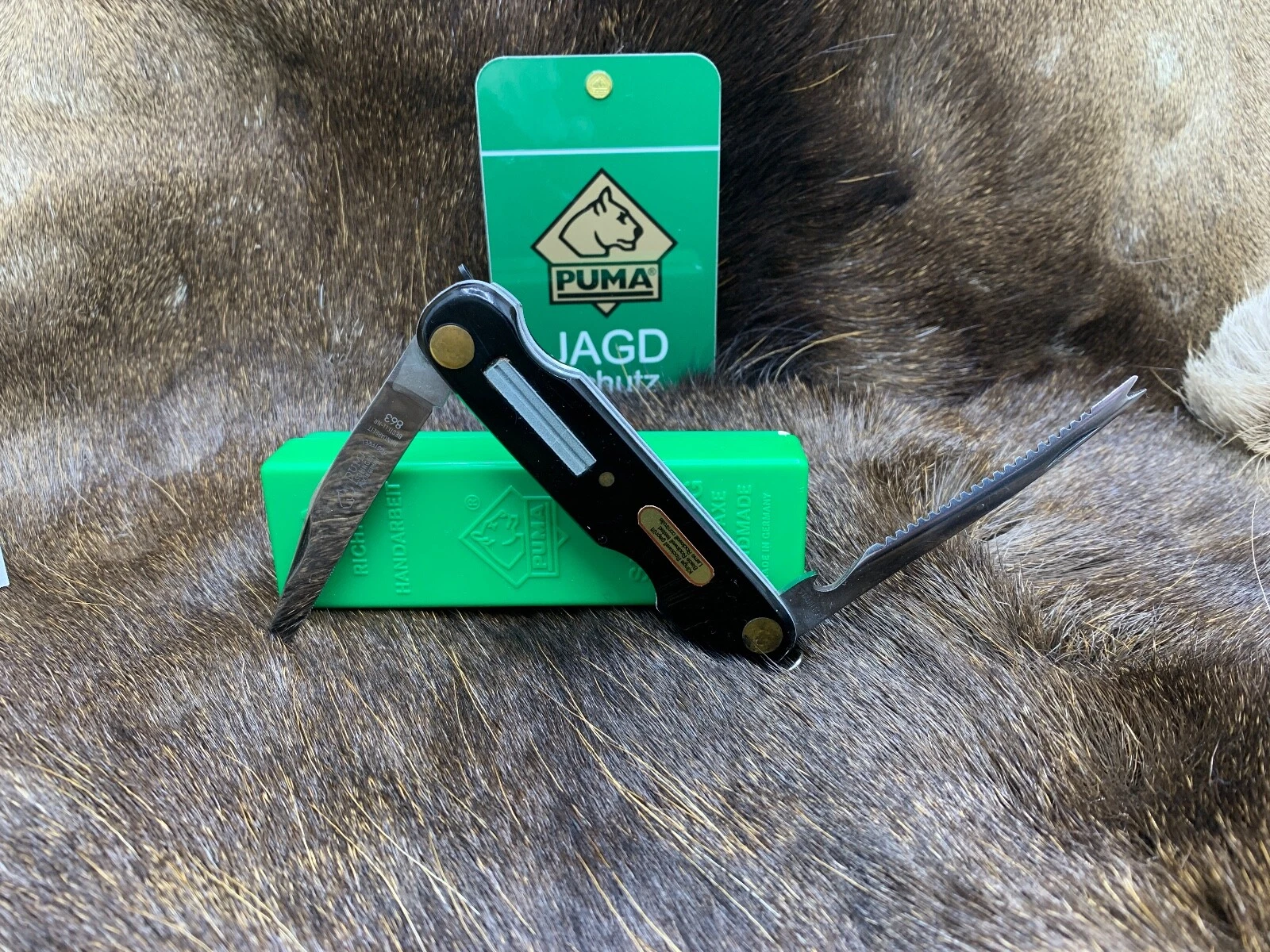 1972 Puma 863 Anglermesser (Fishing) Knife With Black Handles Puma G/G Box P420