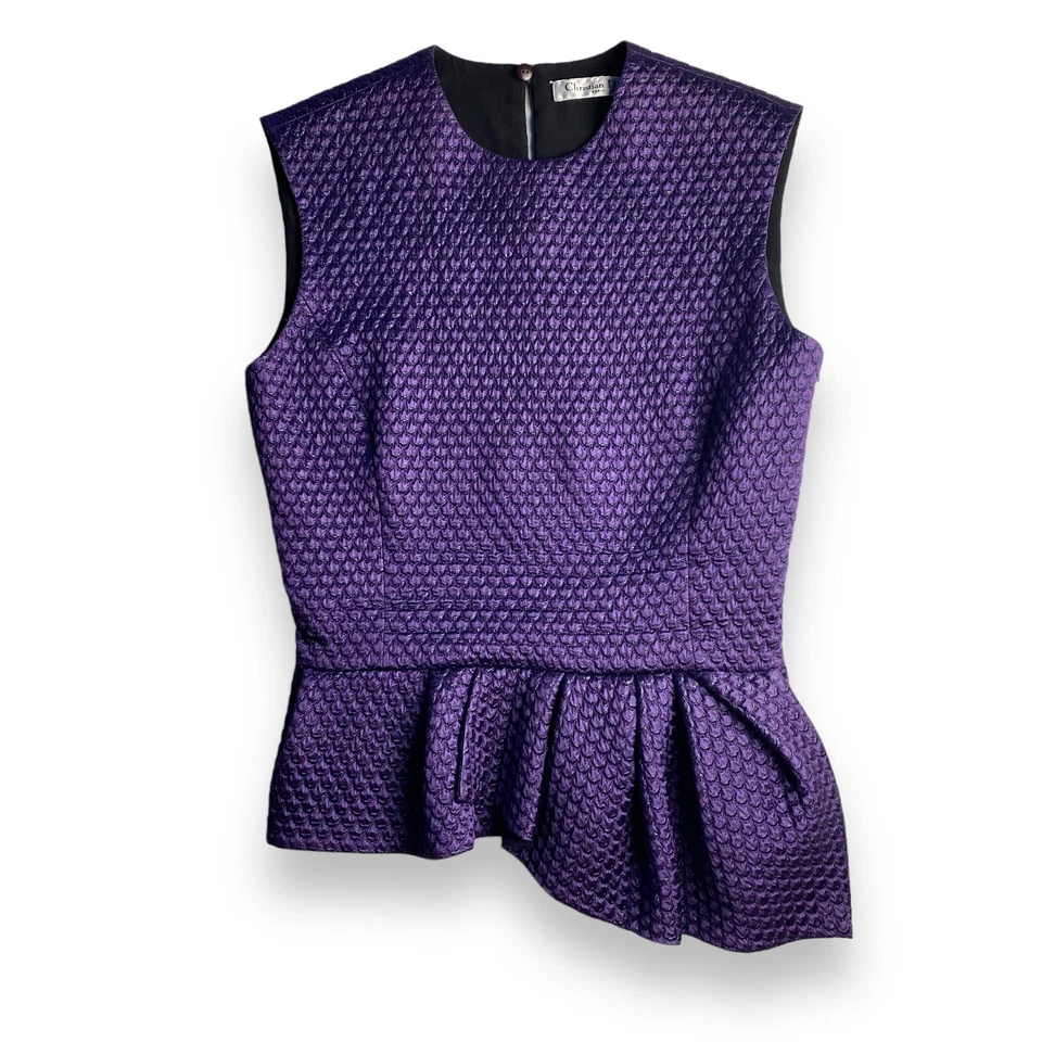 Blusa Top Christian DIOR FW 2012 Púrpura Lana Seda Escamas de Peces Talla 40 S Foto 2 de 4