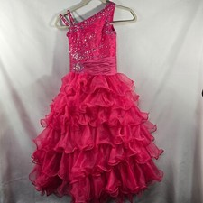 Measures Size 7 Long Layered Ruffled Bridesmaid Party Birthday Flower Girl Dress