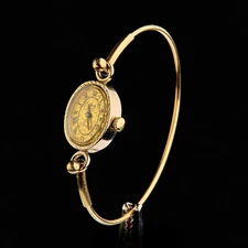Small women's cocktail watch with gilding. Vintage women's mechanical wristwatch
