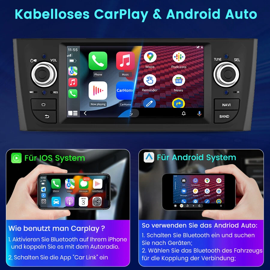 Für Fiat Linea Punto 07-12 Autoradio Carplay Android 13 GPS NAVI WIFI BT 2+32GB - Bild 4 von 4