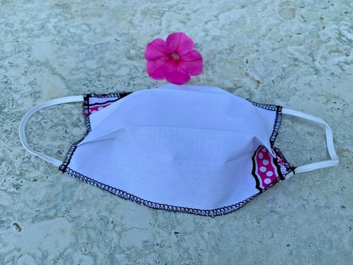 White Pink Paisley Pattern, Women's Face Mask, Breathable, One Layer Thin Cotton - Picture 4 of 5
