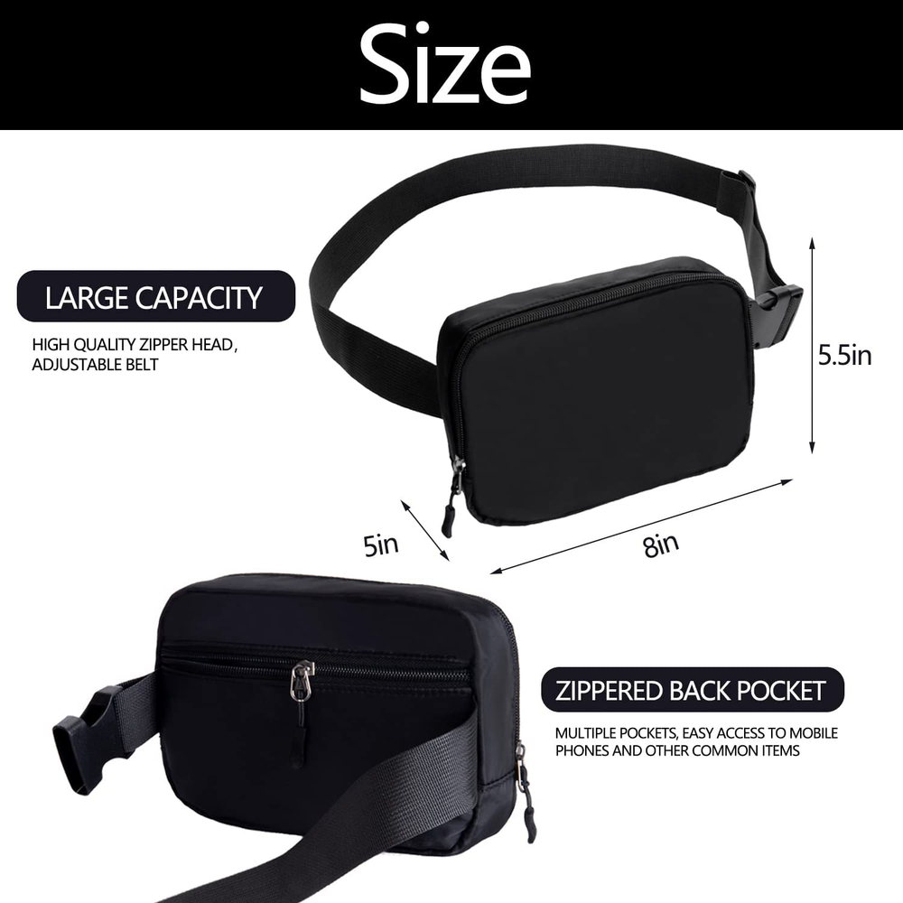 Women's Black Crossbody Fanny Pack - Stylish Belt Bag for Everyday Use Women's Black Crossbody Fanny Pack - Stylish Belt Bag for Everyday Use