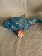 Ty Beanie Baby - DOCKS the Blue Dolphin (8 Inch) MINT with MINT TAGS