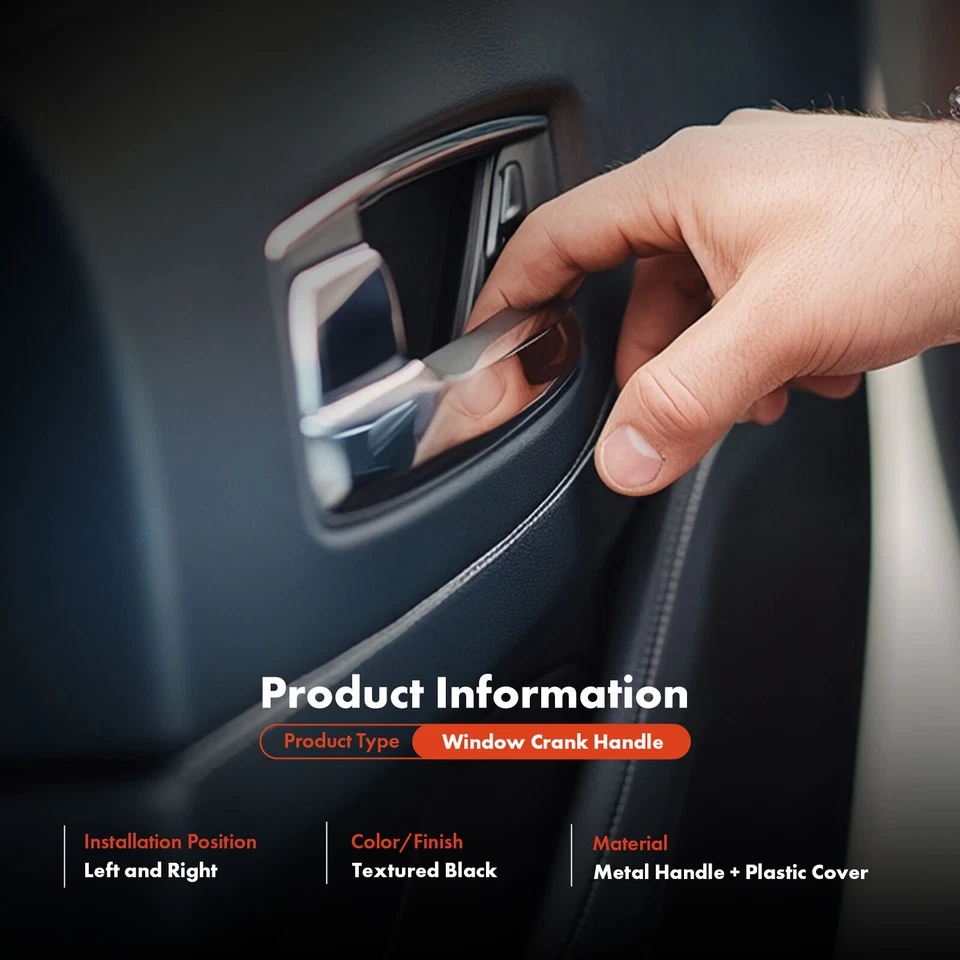 Manivela de ventana negra 2 piezas para Dodge Jeep Plymouth delantera/trasera izquierda y derecha Foto 2 de 4