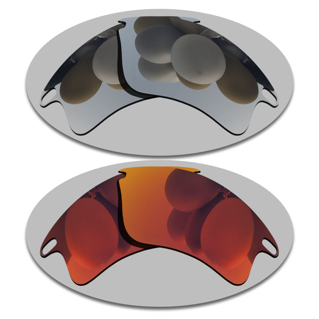 Silver&Fire Red Anti-Scratch Replacement Lenses For-Oakley Fast Jacket Polarized