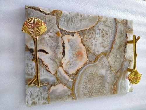 White Agate Serving Tray, Kitchen Tray, Table Decor Serve Ware Housewarming Gift - Picture 10 of 10