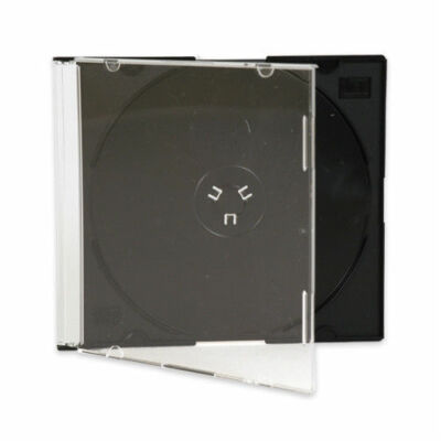 100 Slim 5.2 mm Jewel Case Black Single CD DVD Disc Storage Box