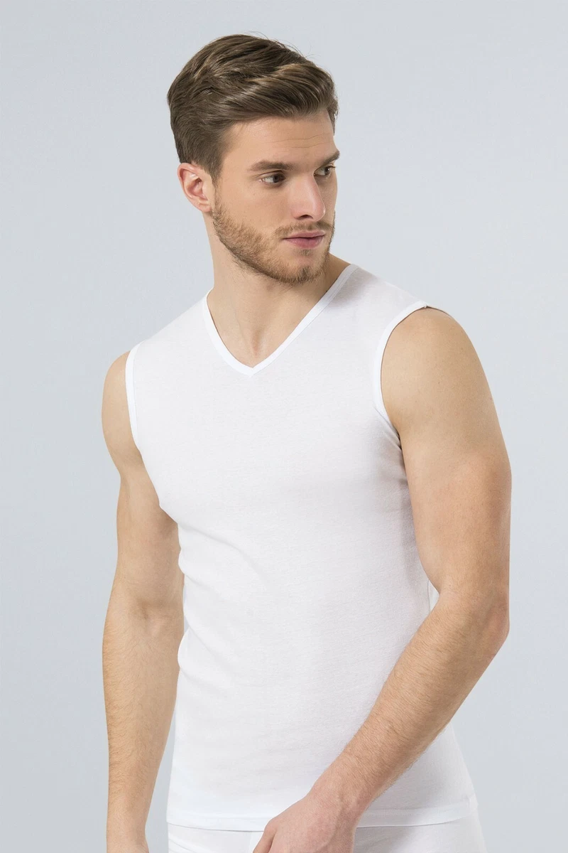 Men's white sleeveless vest sale