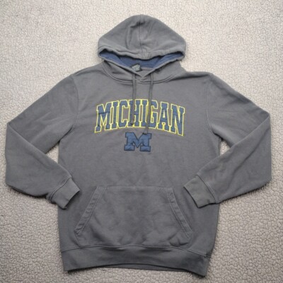 Michigan Wolverines Colosseum Hoodie Mens Medium Gray Muff Pocket