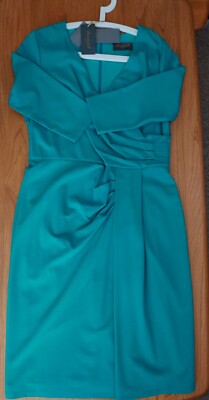 Bombshell LONDON - UK 18 - EMERALD - Midi Dress Flattering V-Neck Wiggle Dress 