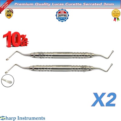 X2 Surgical Lucas Curettes Micro Serrated 3MM, Tooth Socket Scaling ...