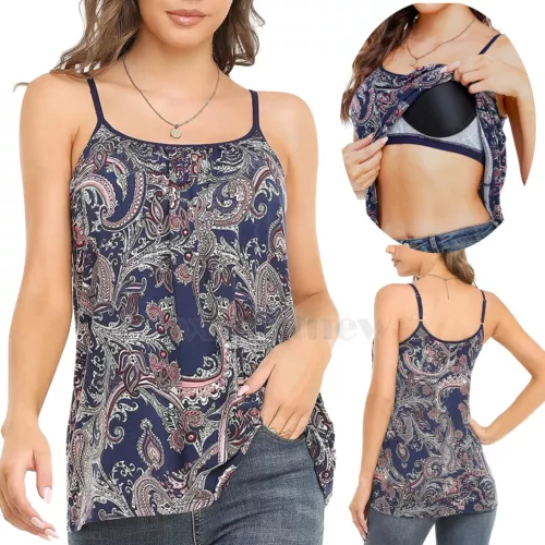 Women Plus Size Tank Tops Loose Casual Summer Top Pleated Flowy Adjustable Strap - Picture 28 of 55