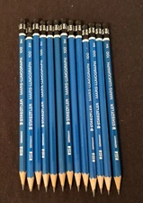 Vtg Staedler Mars Lumograph #100 Pencil Lot of 13 - 12 are 5H and 1 is 2H - New