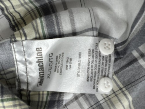 MK Machine Shirt Embroidered Swirl Over Plaid Pockets Cotton XL Button Down - Picture 11 of 12