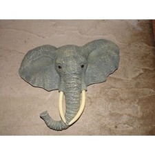 Vintage 2003 Home Interiors Elephant Plaque Resin Glass 9"x8" Gray J2